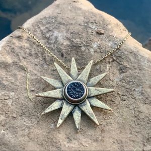 Golden Black Druzy and Sunshine Necklace